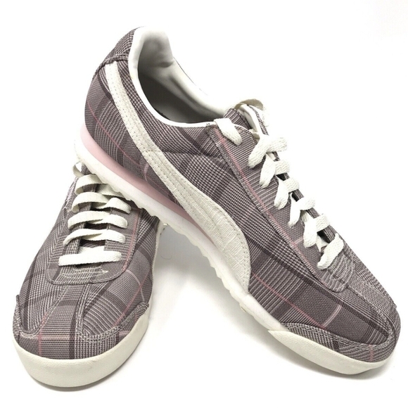 vintage Y2K PUMA Roma Womens Size 10 Pink Burgandy & White Plaid sneaker - Picture 16 of 16